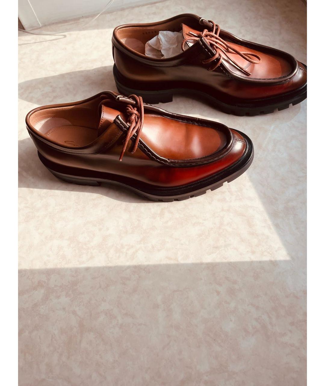 SANTONI Коричневые кожаные брогги и оксфорды, фото 4