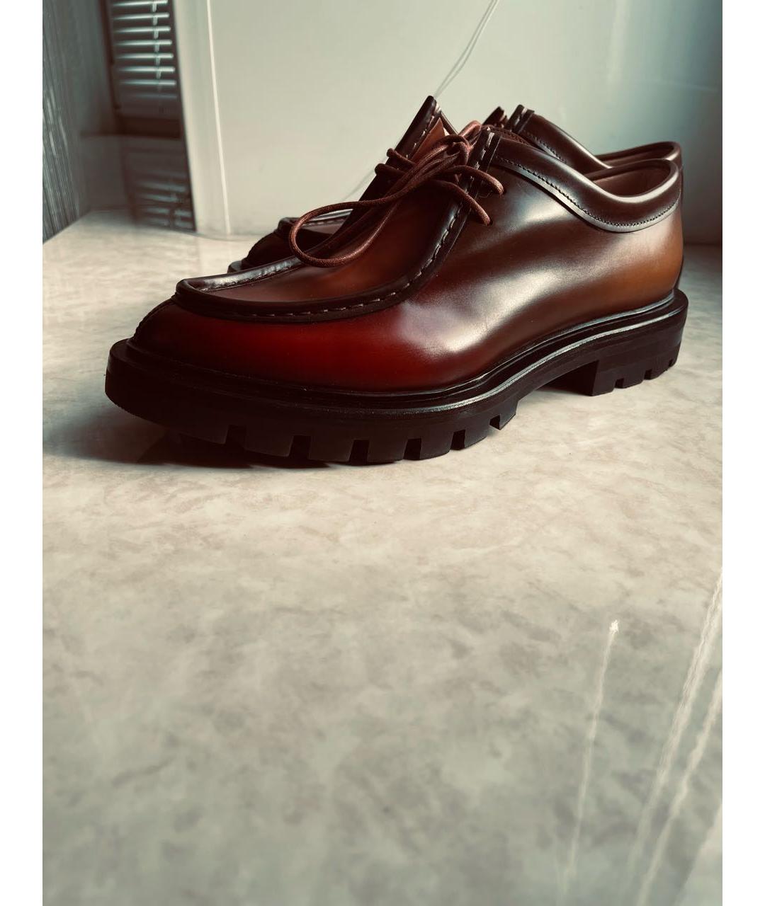 SANTONI Коричневые кожаные брогги и оксфорды, фото 5