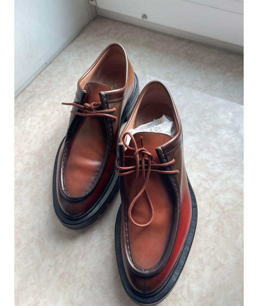 SANTONI Коричневые кожаные брогги и оксфорды, фото 2