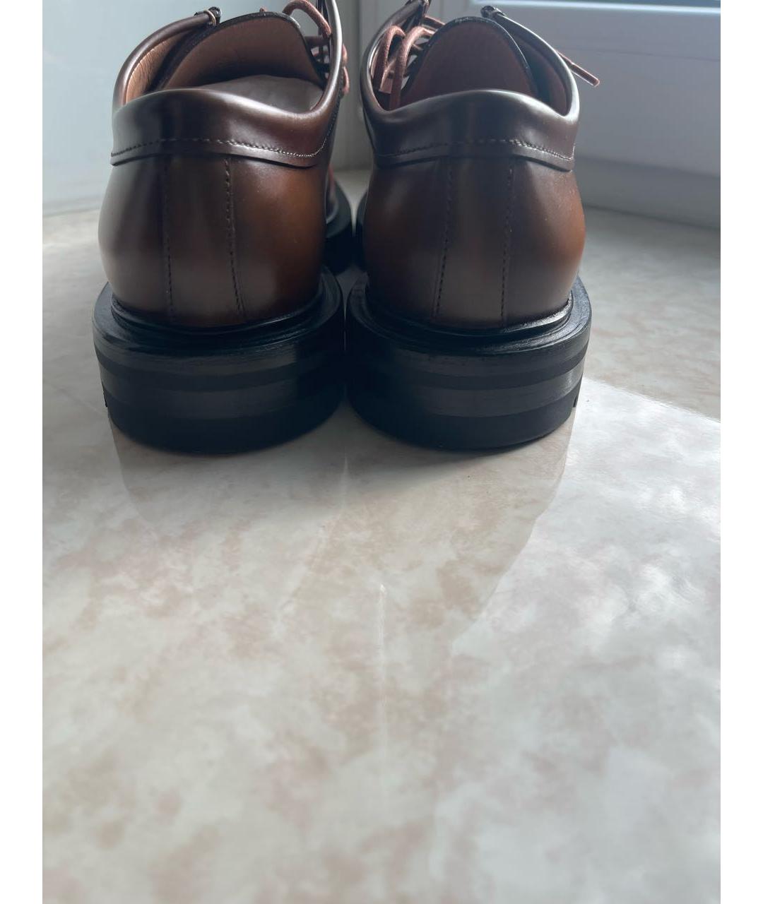 SANTONI Коричневые кожаные брогги и оксфорды, фото 3