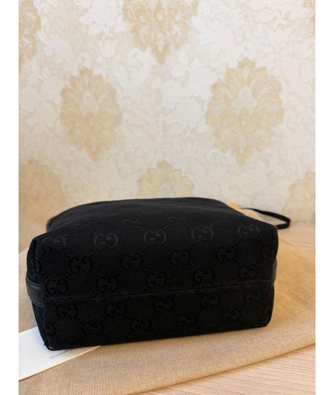 GUCCI Черная жаккардовая сумка с короткими ручками, фото 5