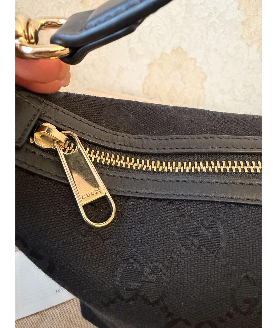 GUCCI Черная жаккардовая сумка с короткими ручками, фото 7