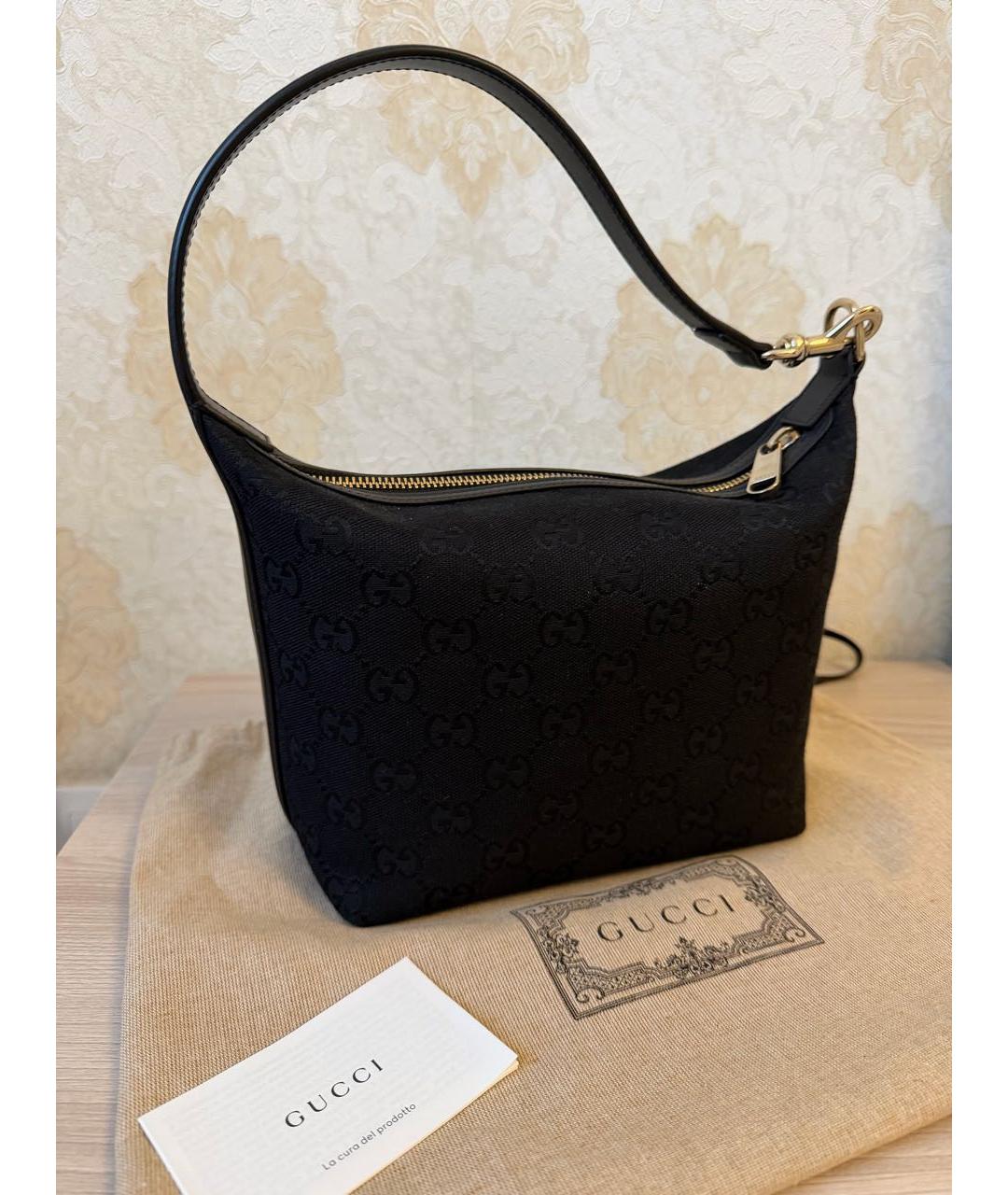 GUCCI Черная жаккардовая сумка с короткими ручками, фото 9