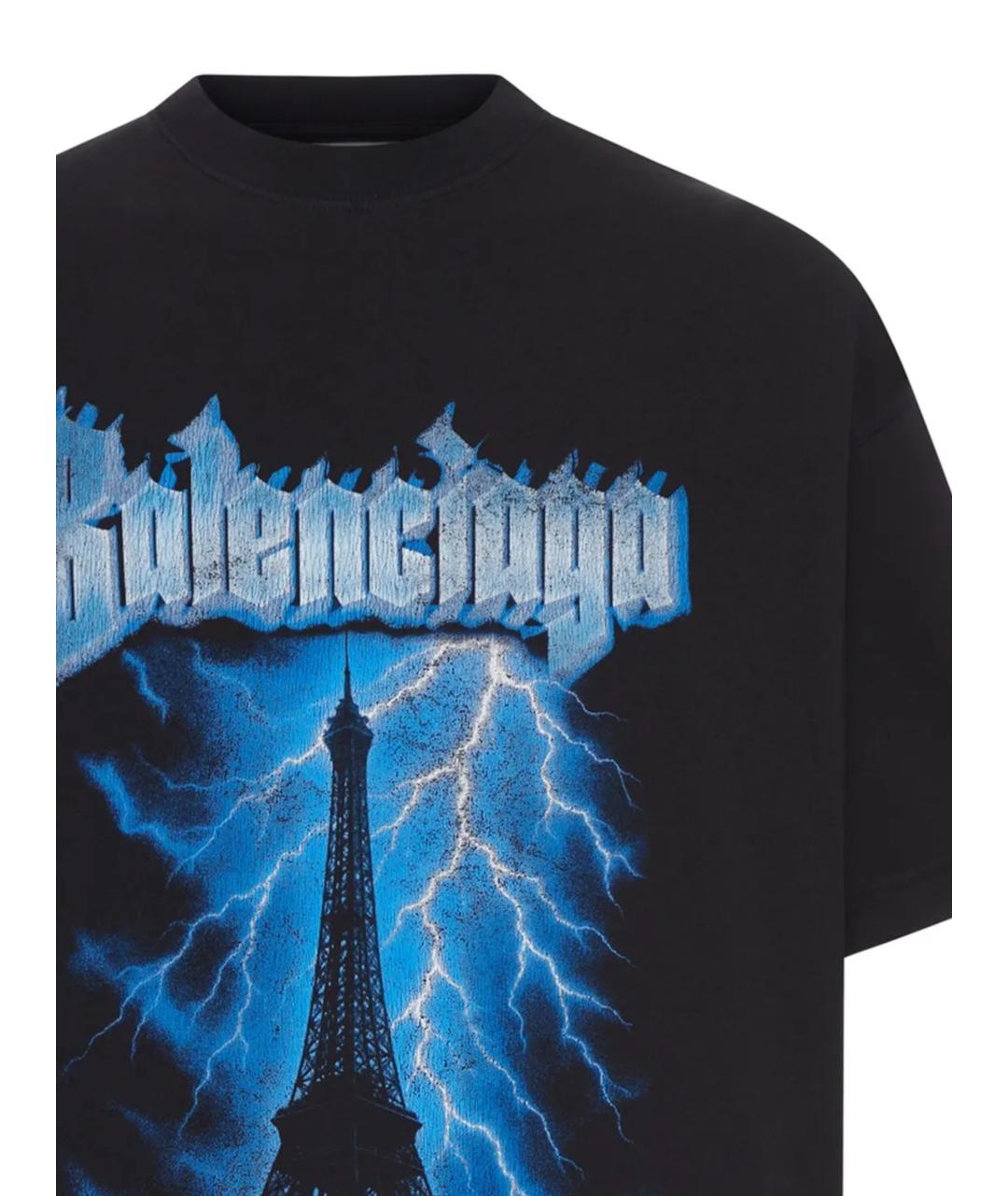 BALENCIAGA Черная хлопковая футболка, фото 2