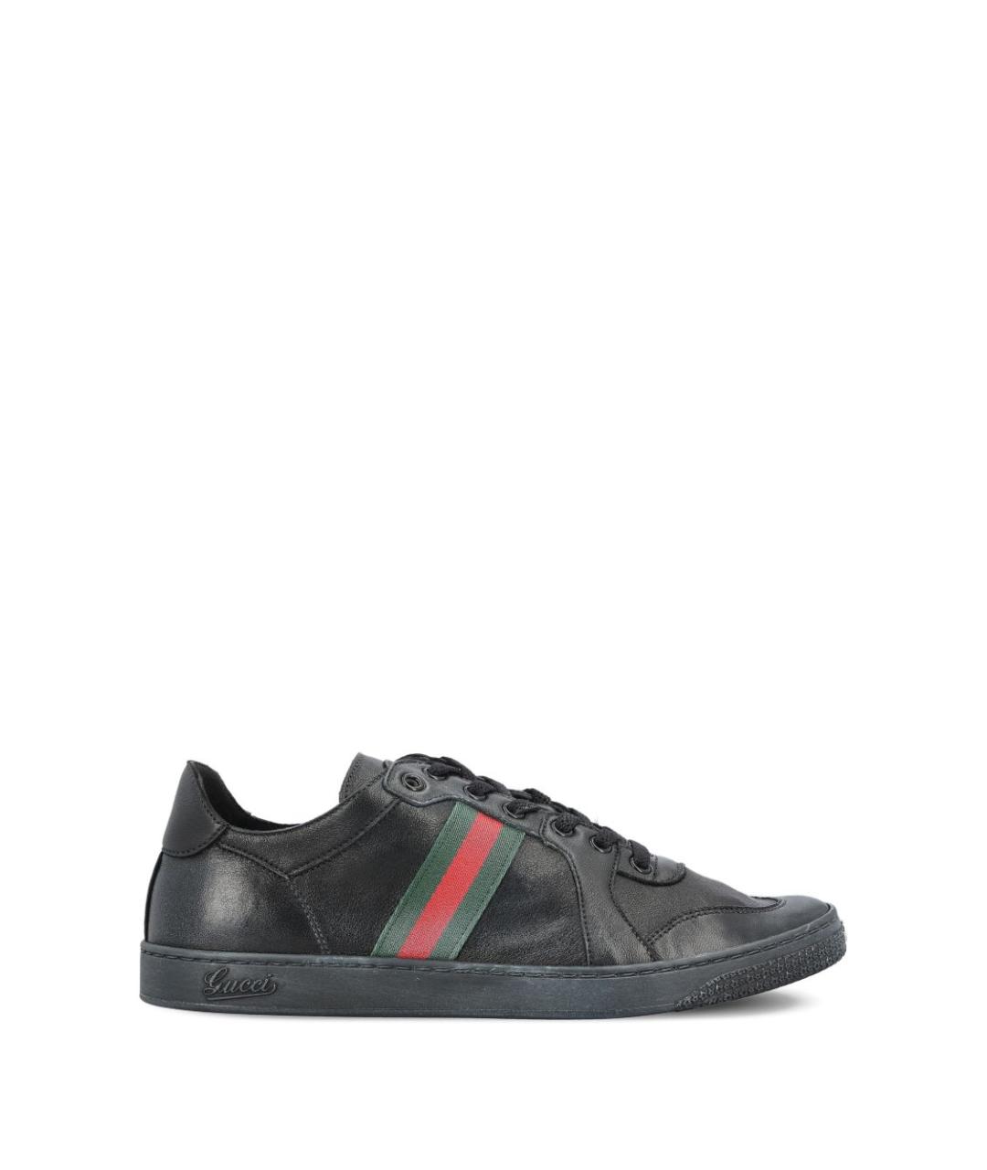 GUCCI Черные кожаные низкие кроссовки / кеды, фото 5