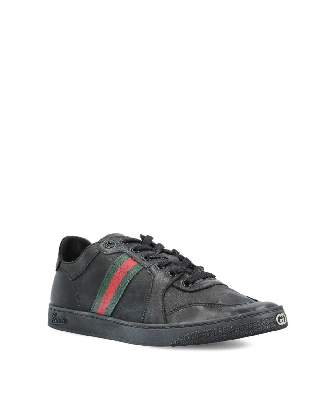 GUCCI Черные кожаные низкие кроссовки / кеды, фото 4
