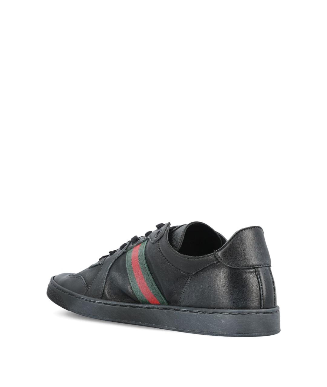 GUCCI Черные кожаные низкие кроссовки / кеды, фото 2