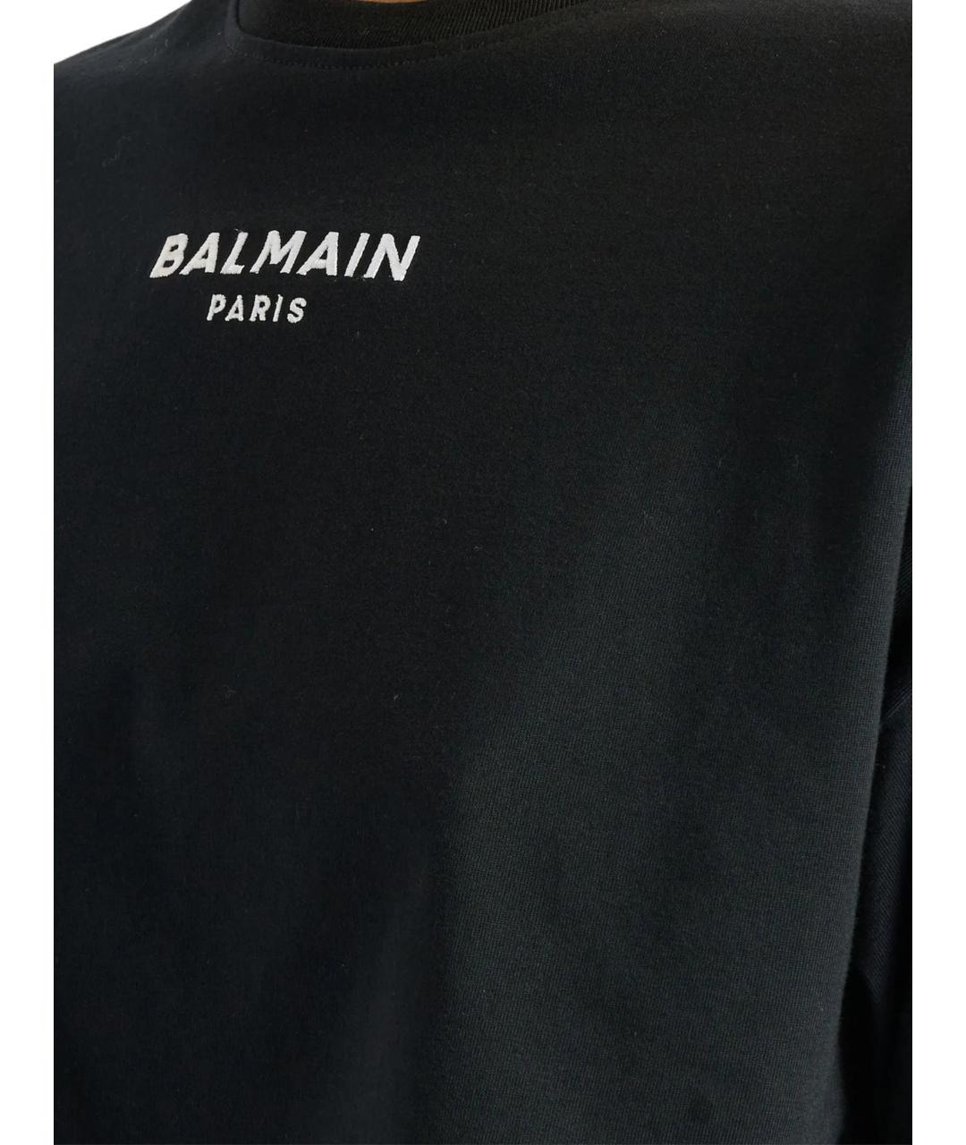 BALMAIN Черная хлопковая футболка, фото 2
