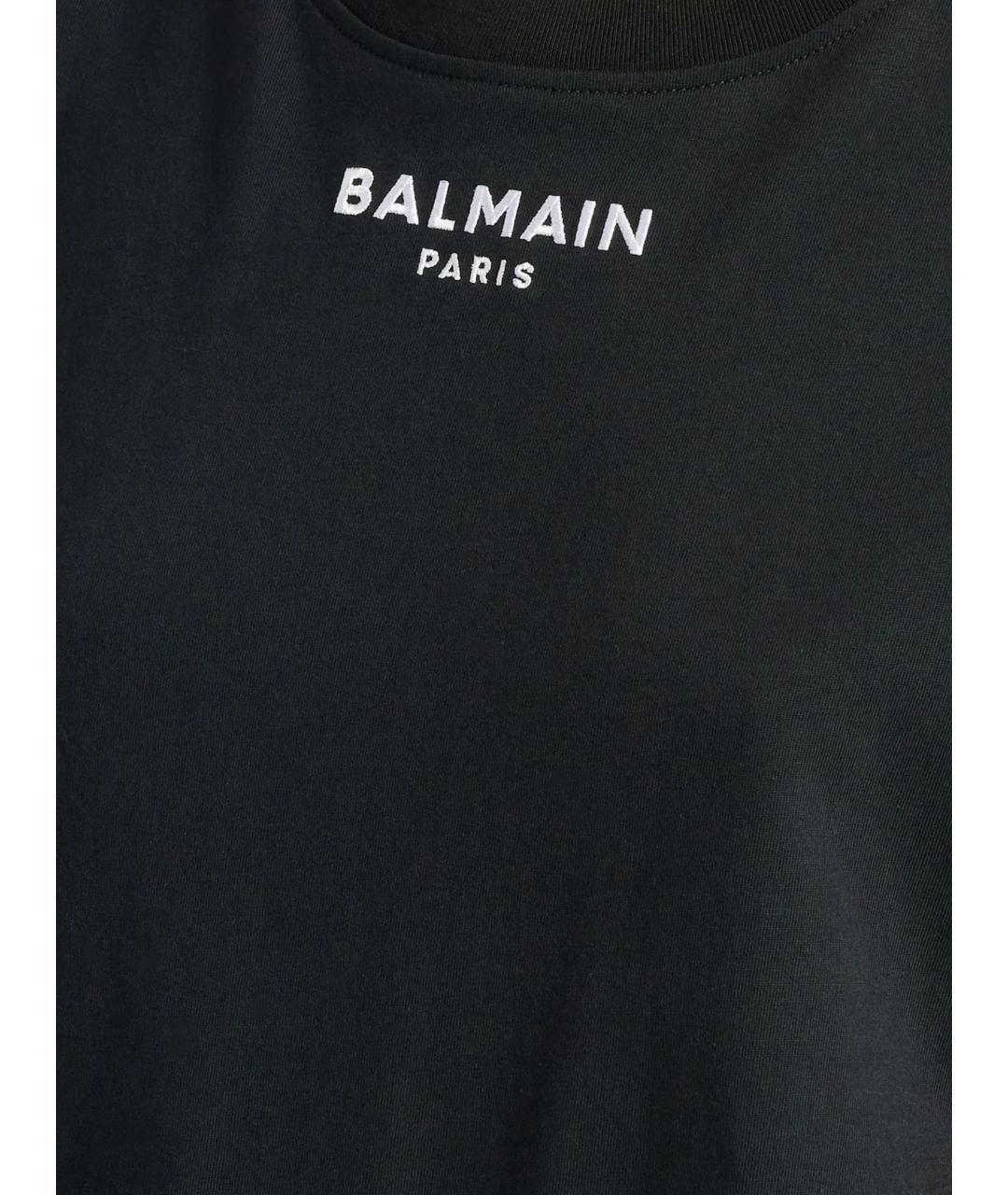 BALMAIN Черная хлопковая футболка, фото 2