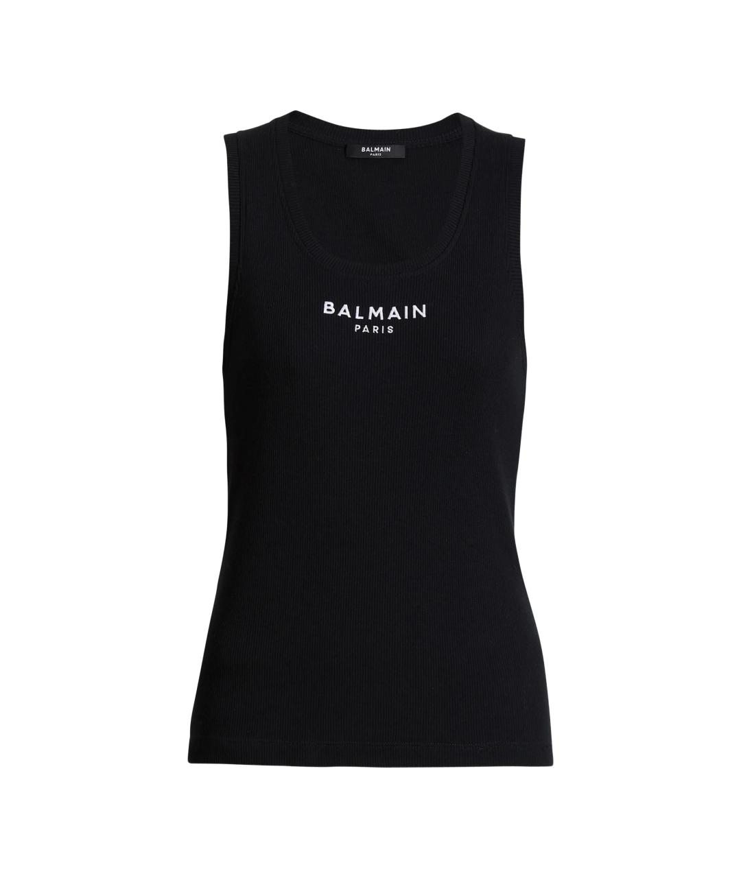 BALMAIN Черная хлопковая майка, фото 1