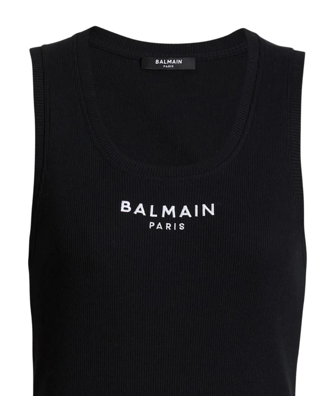 BALMAIN Черная хлопковая майка, фото 2
