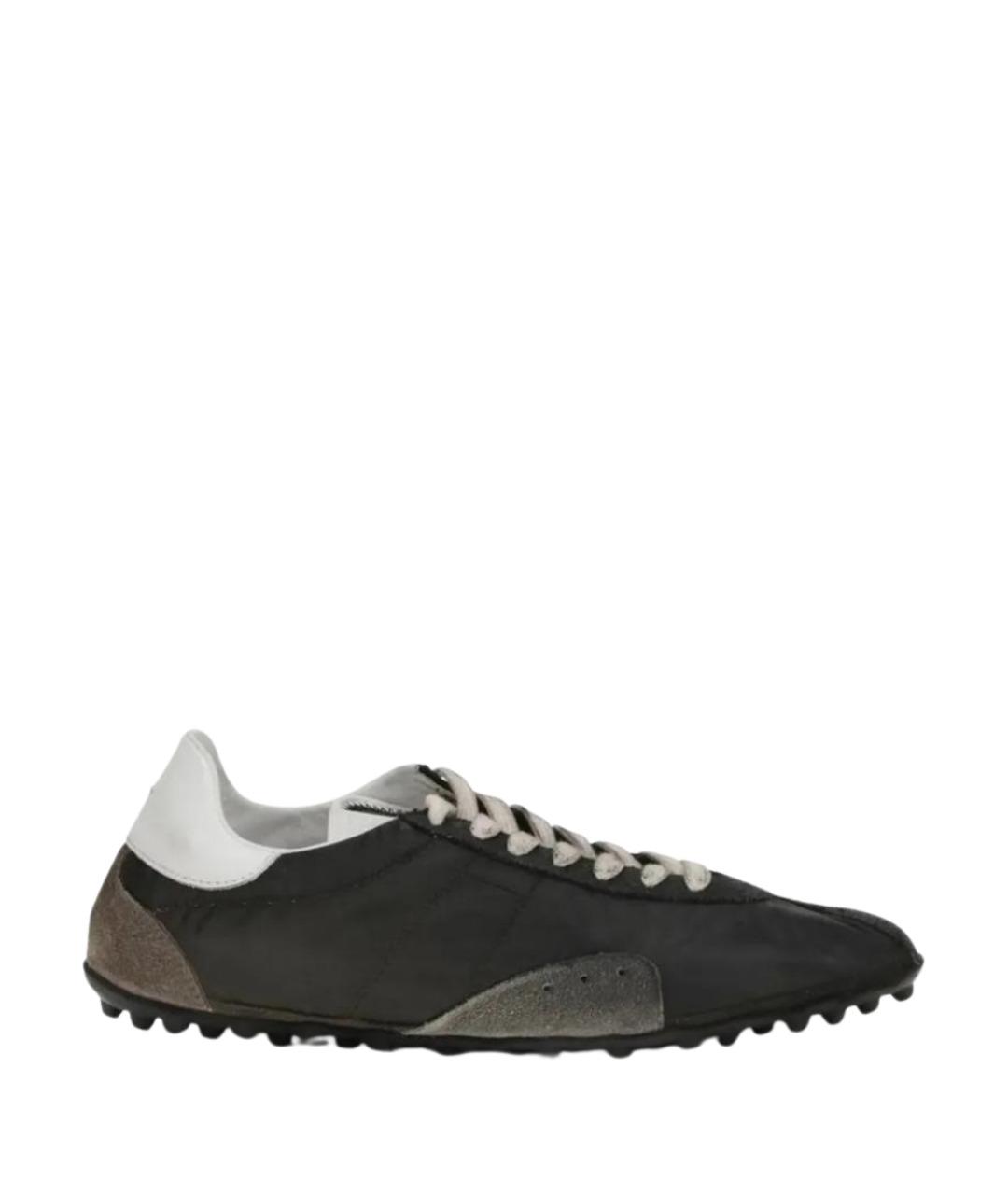 MAISON MARGIELA Черные кожаные низкие кроссовки / кеды, фото 1