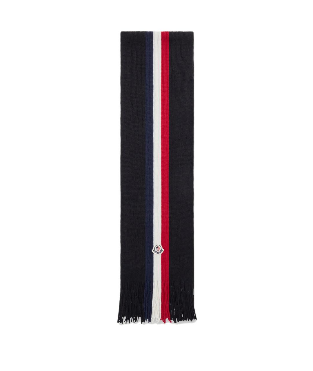 MONCLER Черный шерстяной шарф, фото 1