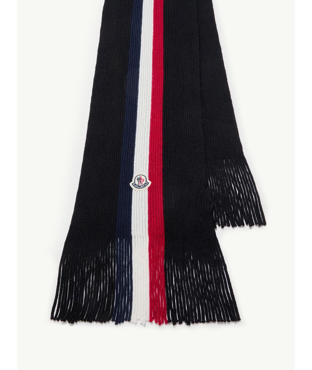 MONCLER Черный шерстяной шарф, фото 3