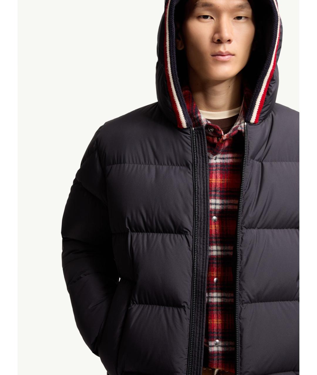 MONCLER Темно-синий полиэстеровый пуховик, фото 6