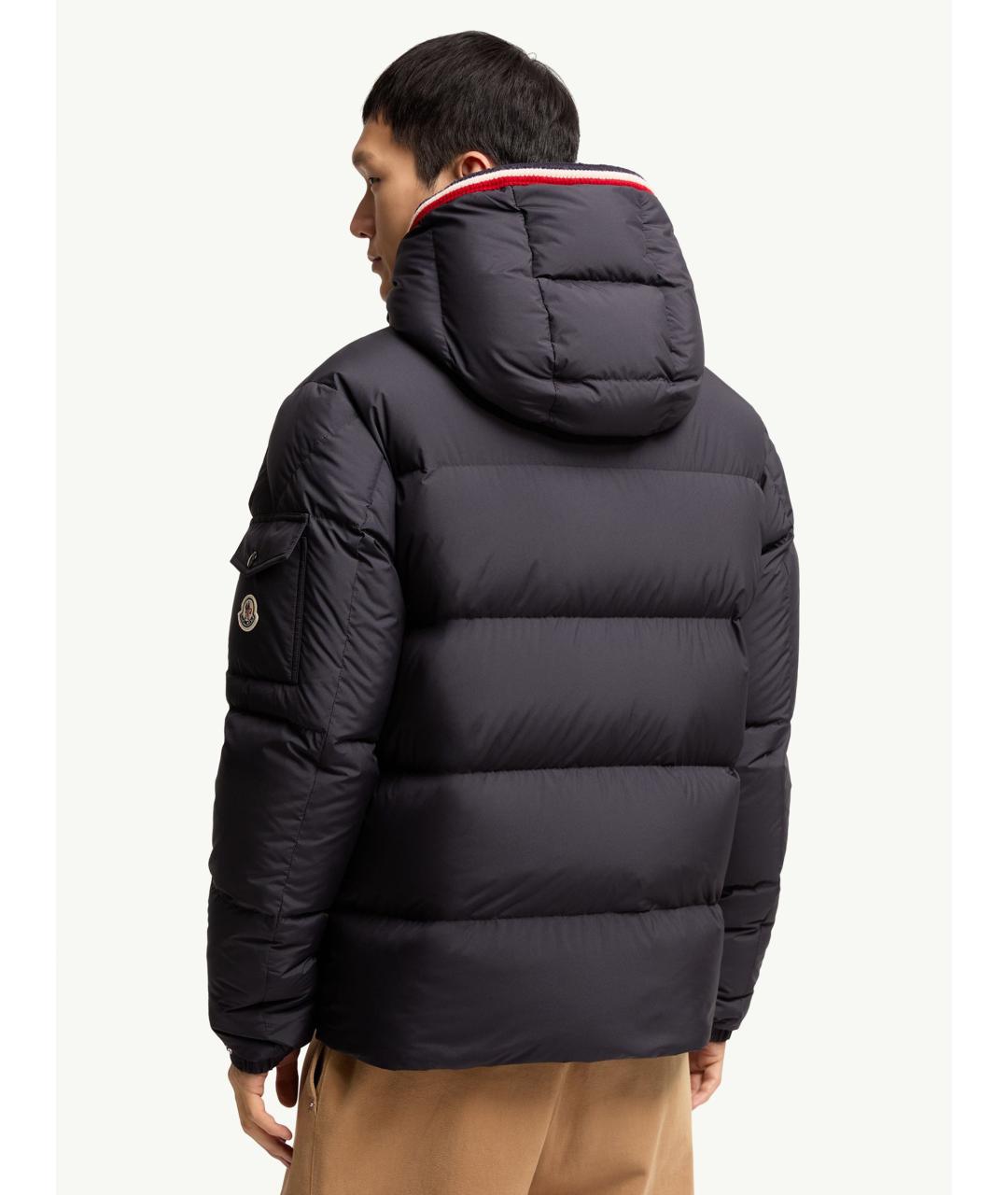 MONCLER Темно-синий полиэстеровый пуховик, фото 5