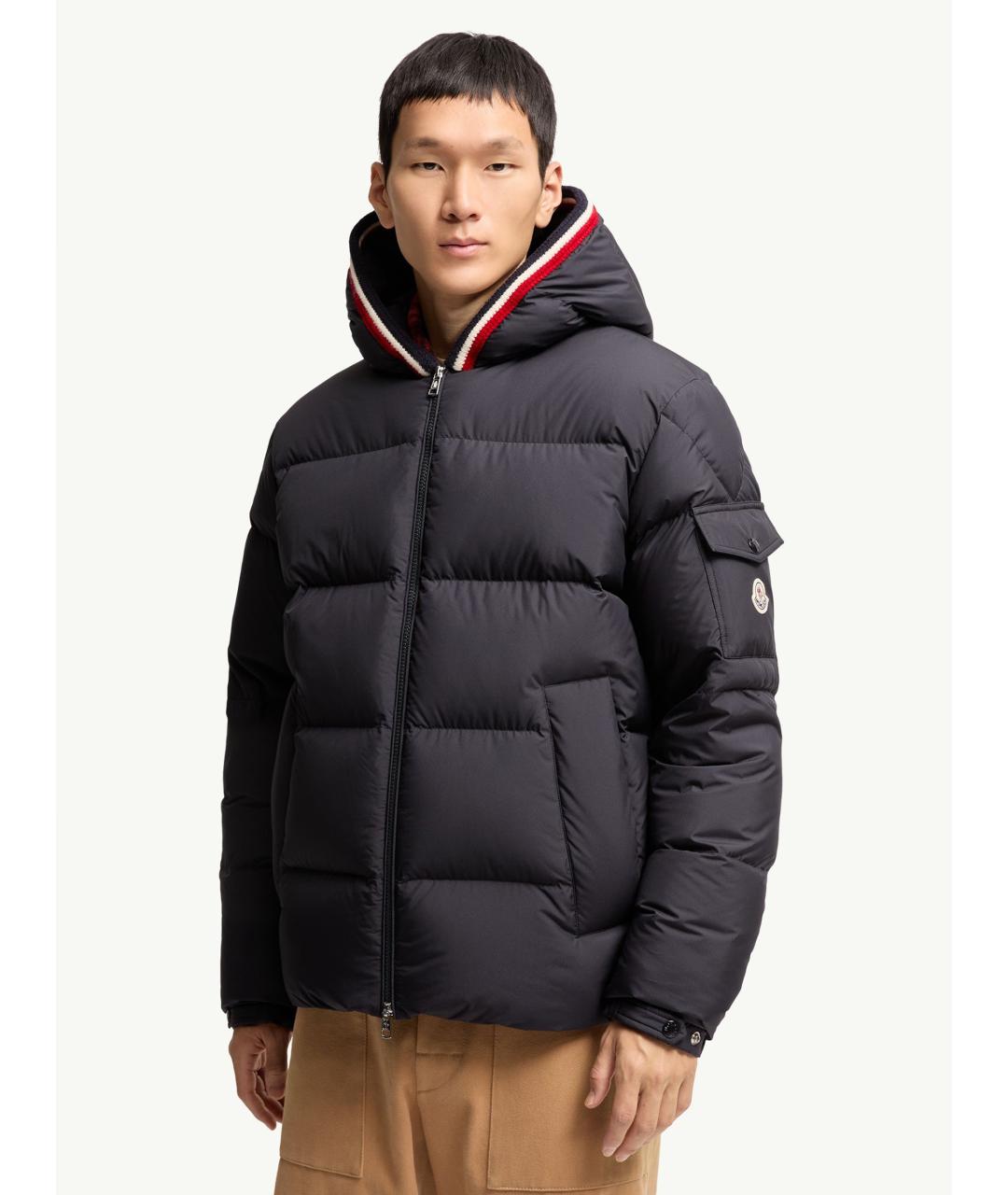 MONCLER Темно-синий полиэстеровый пуховик, фото 4