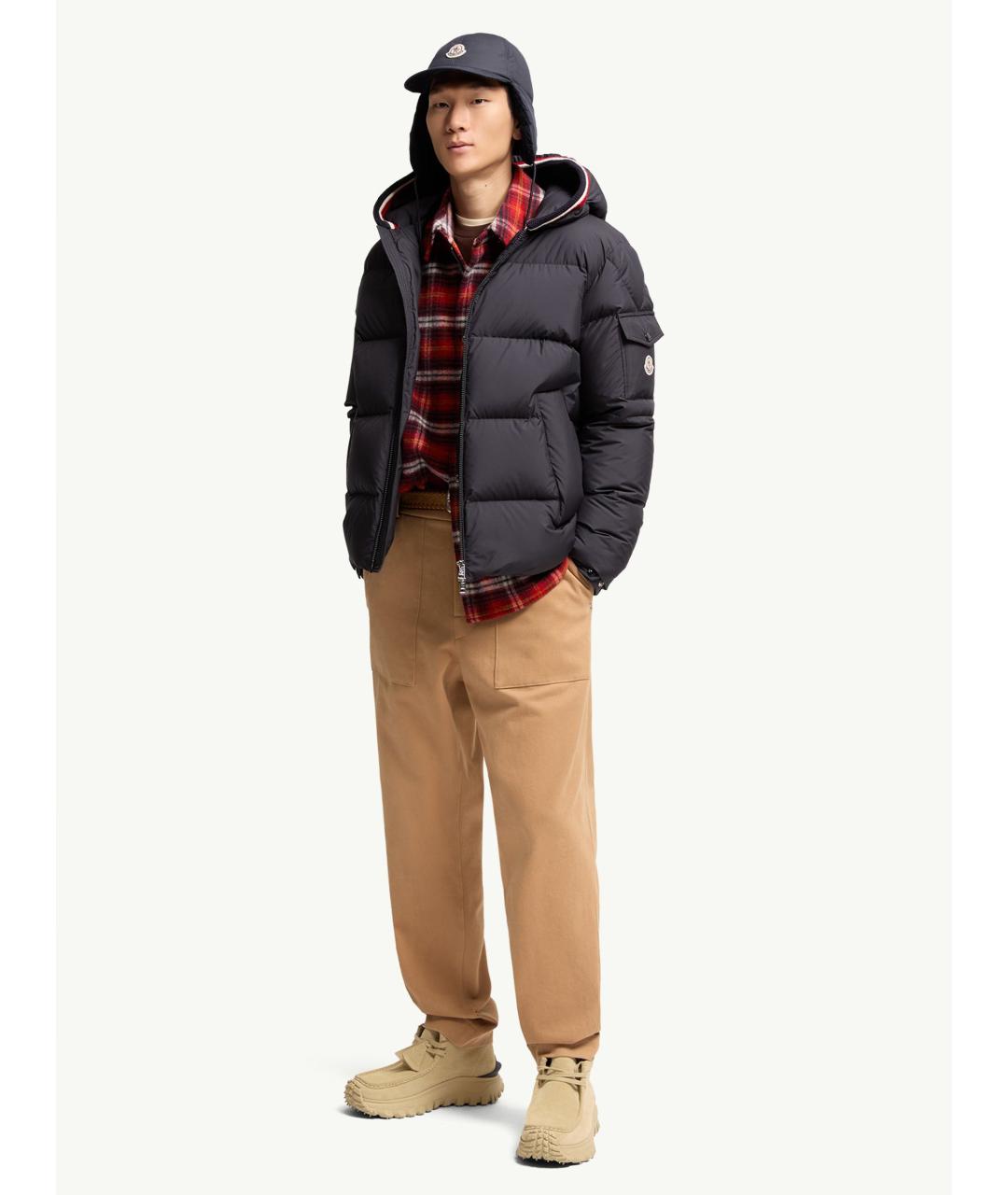 MONCLER Темно-синий полиэстеровый пуховик, фото 2