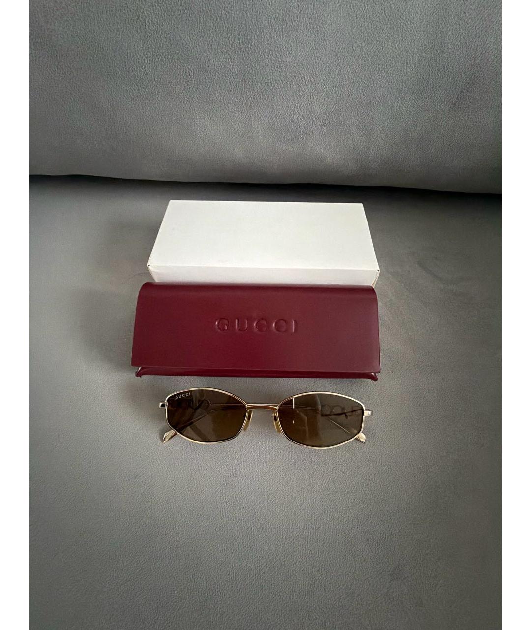 GUCCI Бежевые металлические солнцезащитные очки, фото 4