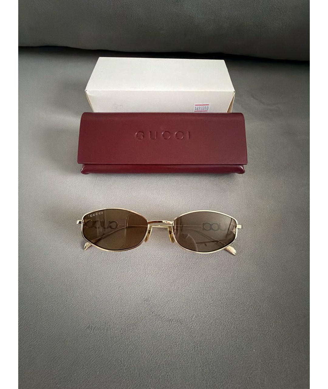 GUCCI Бежевые металлические солнцезащитные очки, фото 5