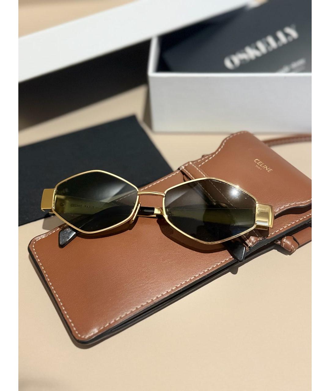 CELINE Золотые металлические солнцезащитные очки, фото 5