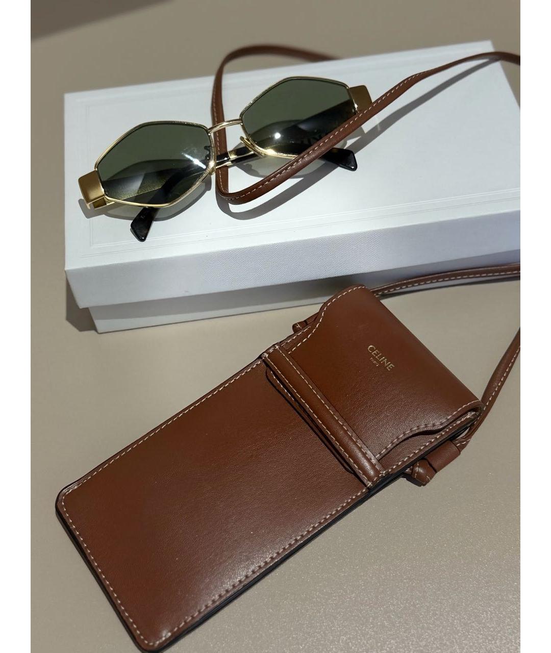 CELINE Золотые металлические солнцезащитные очки, фото 2