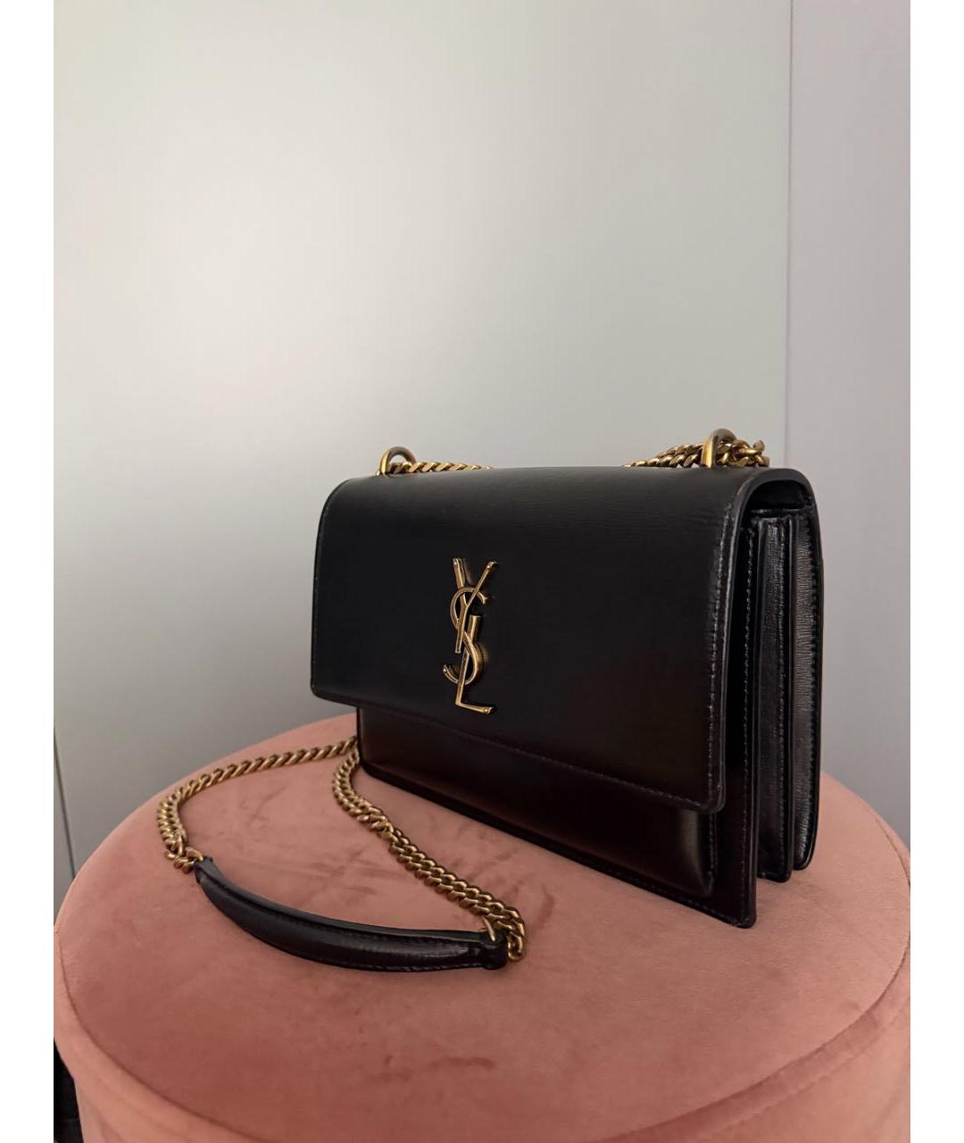 SAINT LAURENT Черная кожаная сумка через плечо, фото 2