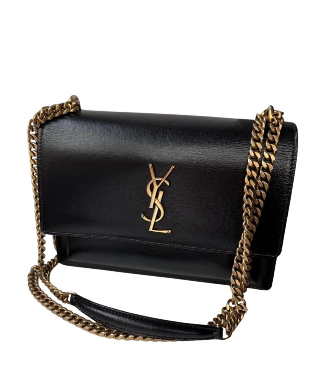 SAINT LAURENT Черная кожаная сумка через плечо, фото 1