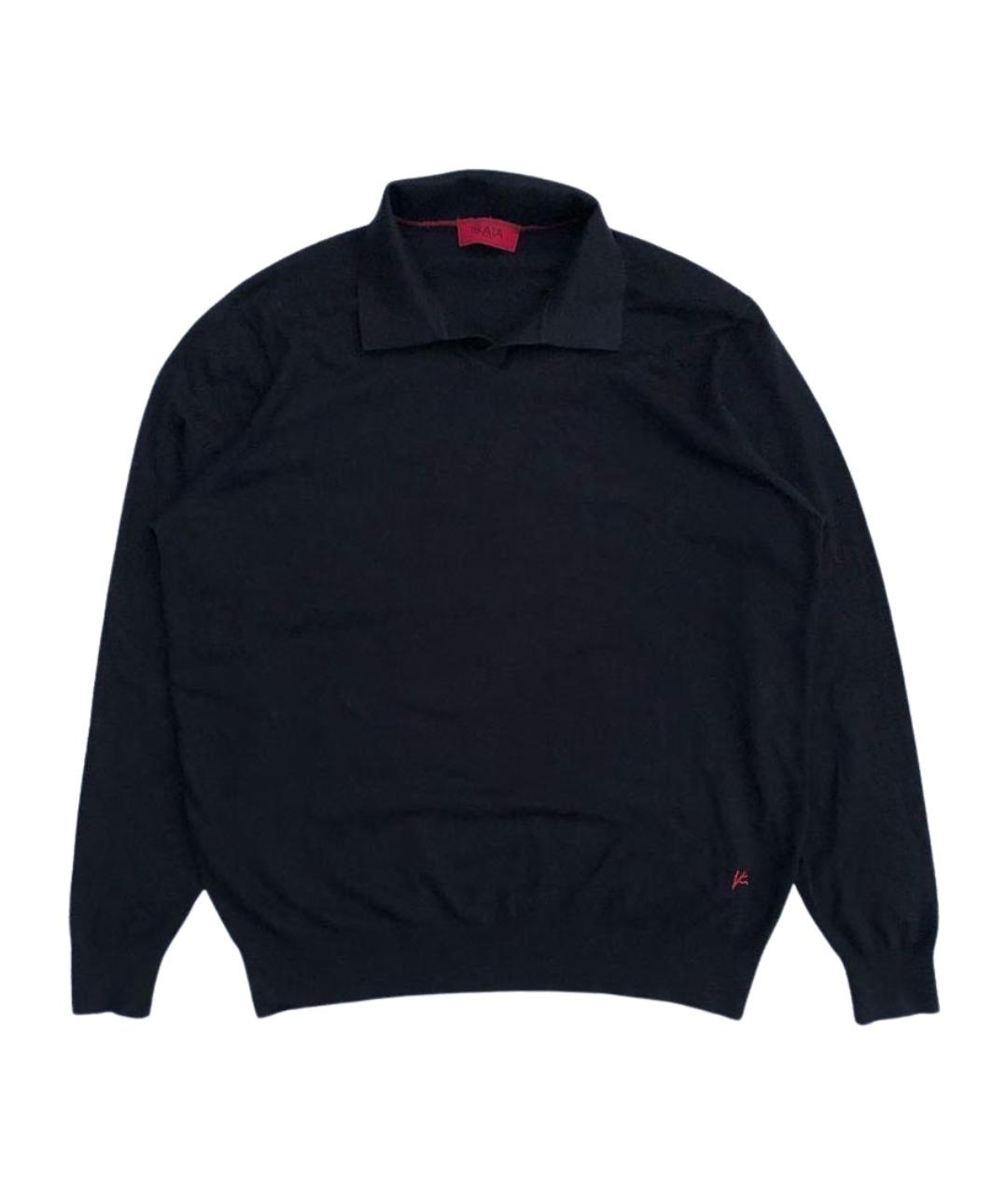 ISAIA Черное шерстяное поло с длинным рукавом, фото 1