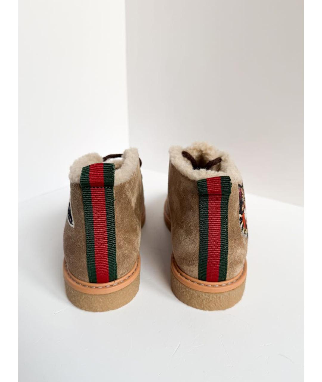 GUCCI Бежевые замшевые ботинки, фото 4