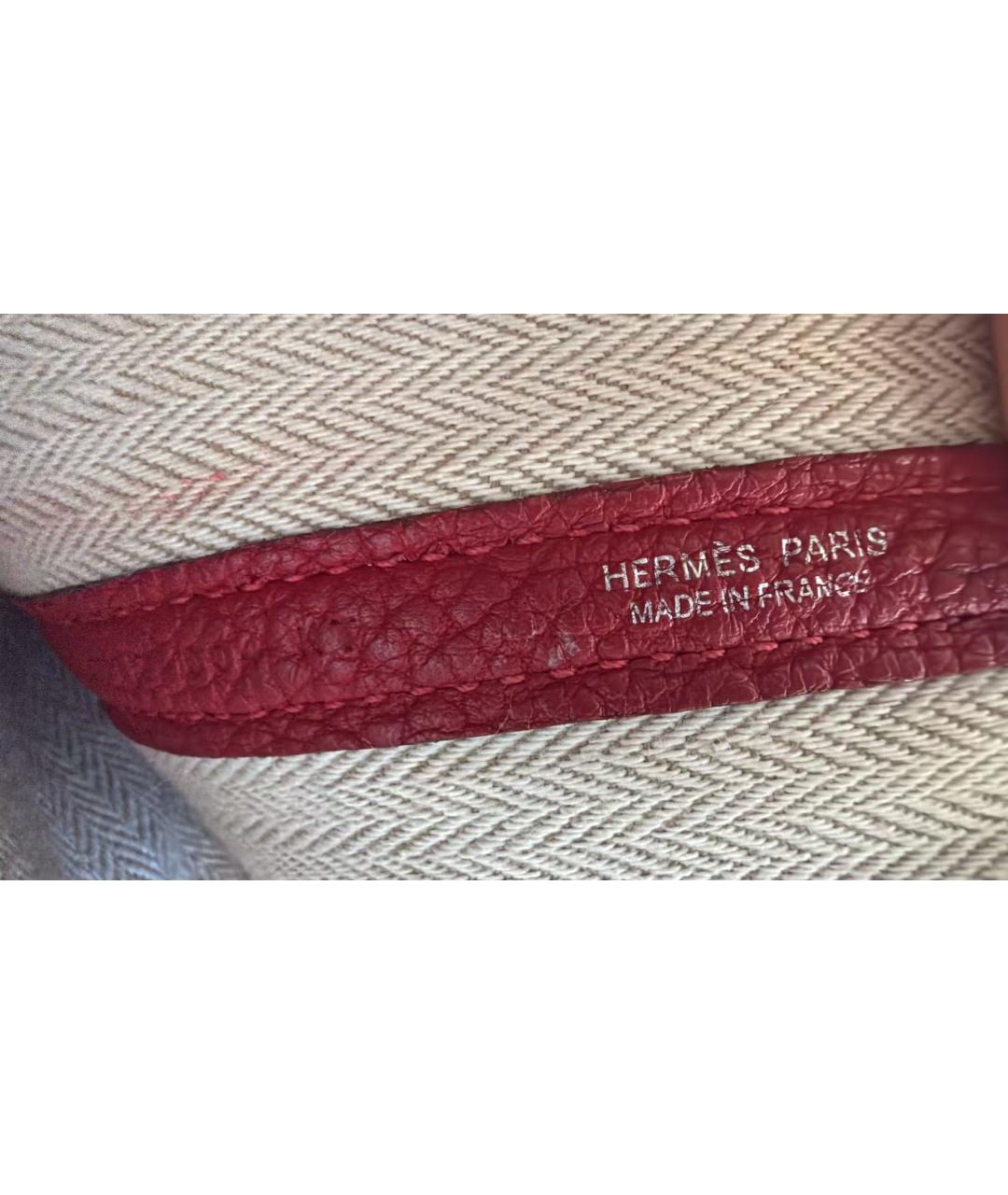 HERMES Красная кожаная сумка тоут, фото 7
