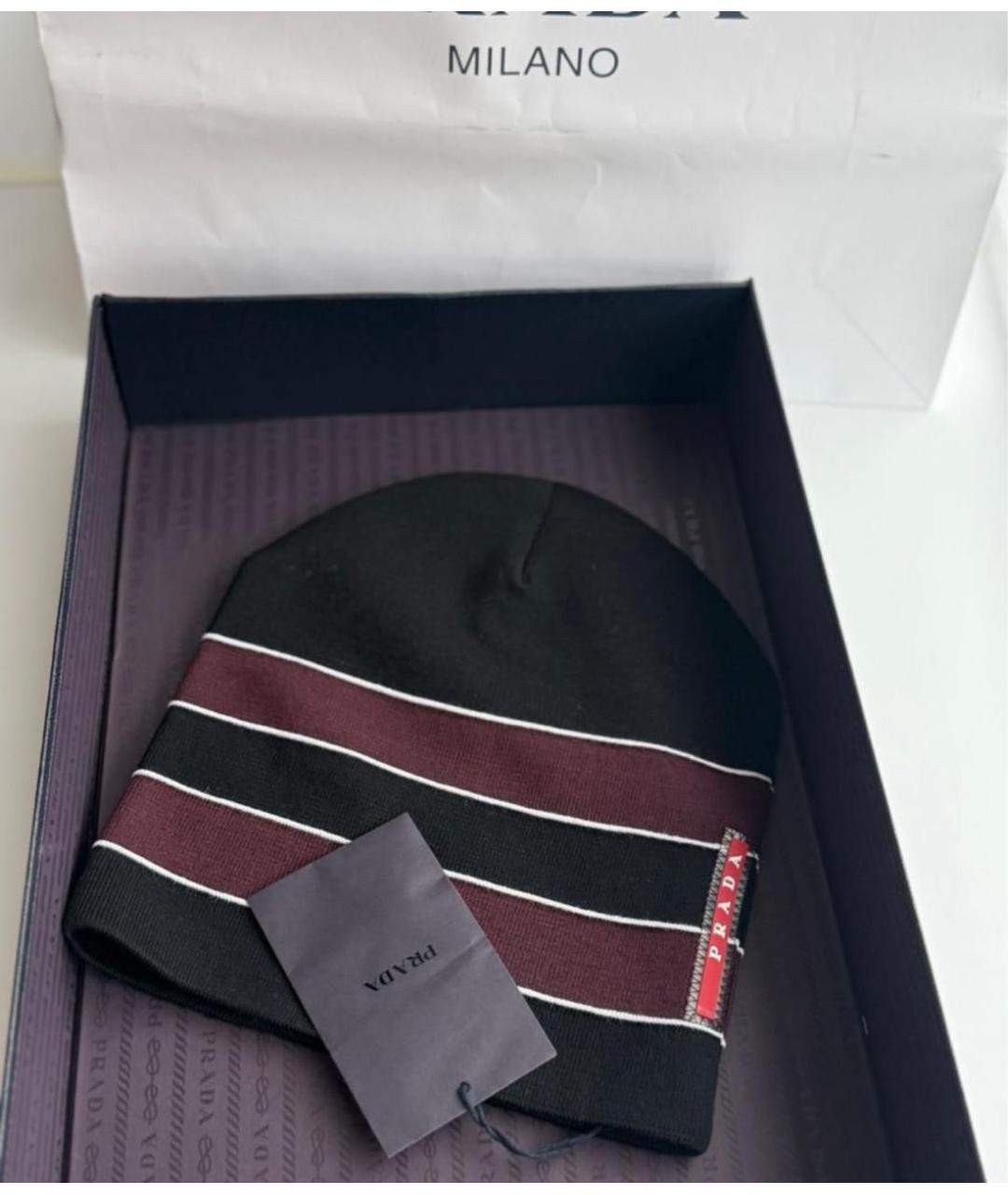 PRADA Черная шерстяная шапка, фото 2