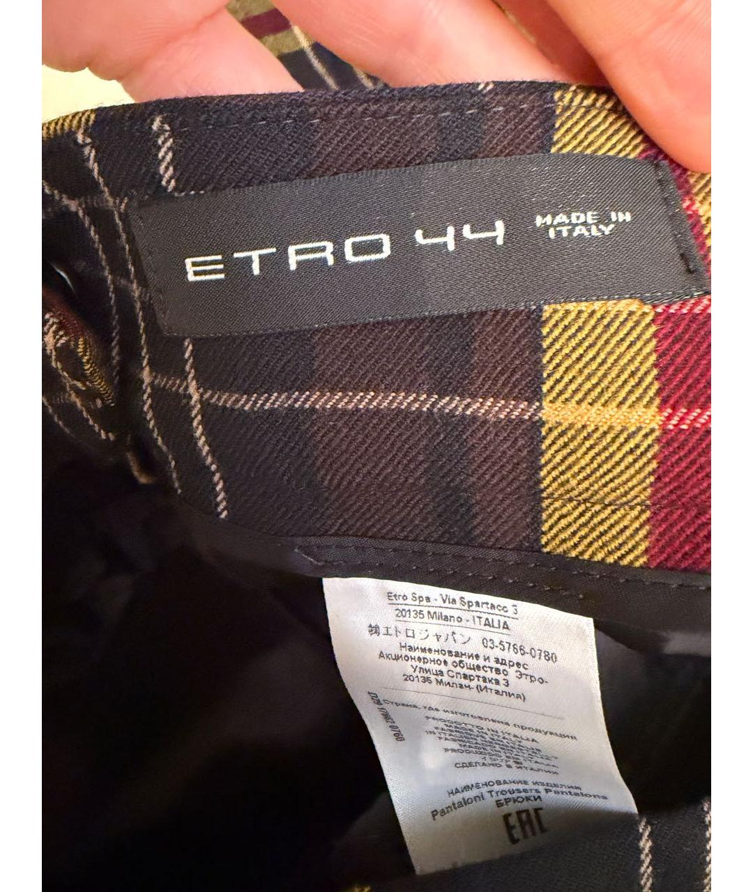 ETRO Мульти шерстяные прямые брюки, фото 3