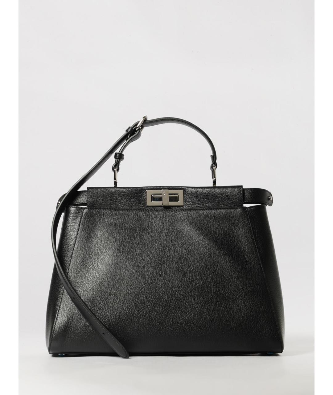 FENDI Черная кожаная сумка тоут, фото 6