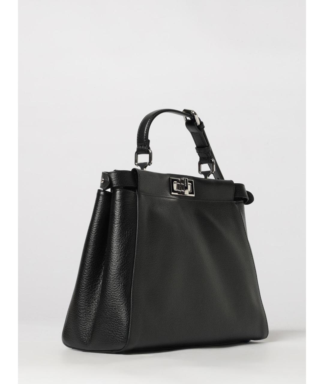 FENDI Черная кожаная сумка тоут, фото 3