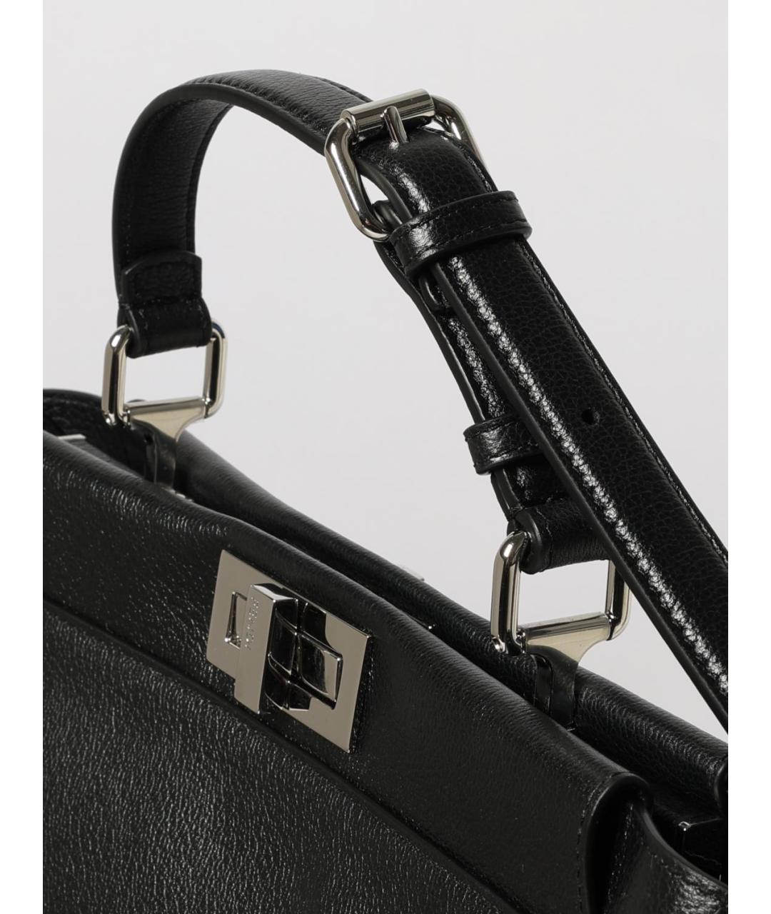 FENDI Черная кожаная сумка тоут, фото 4
