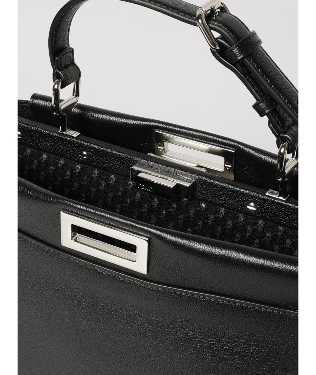 FENDI Черная кожаная сумка тоут, фото 5
