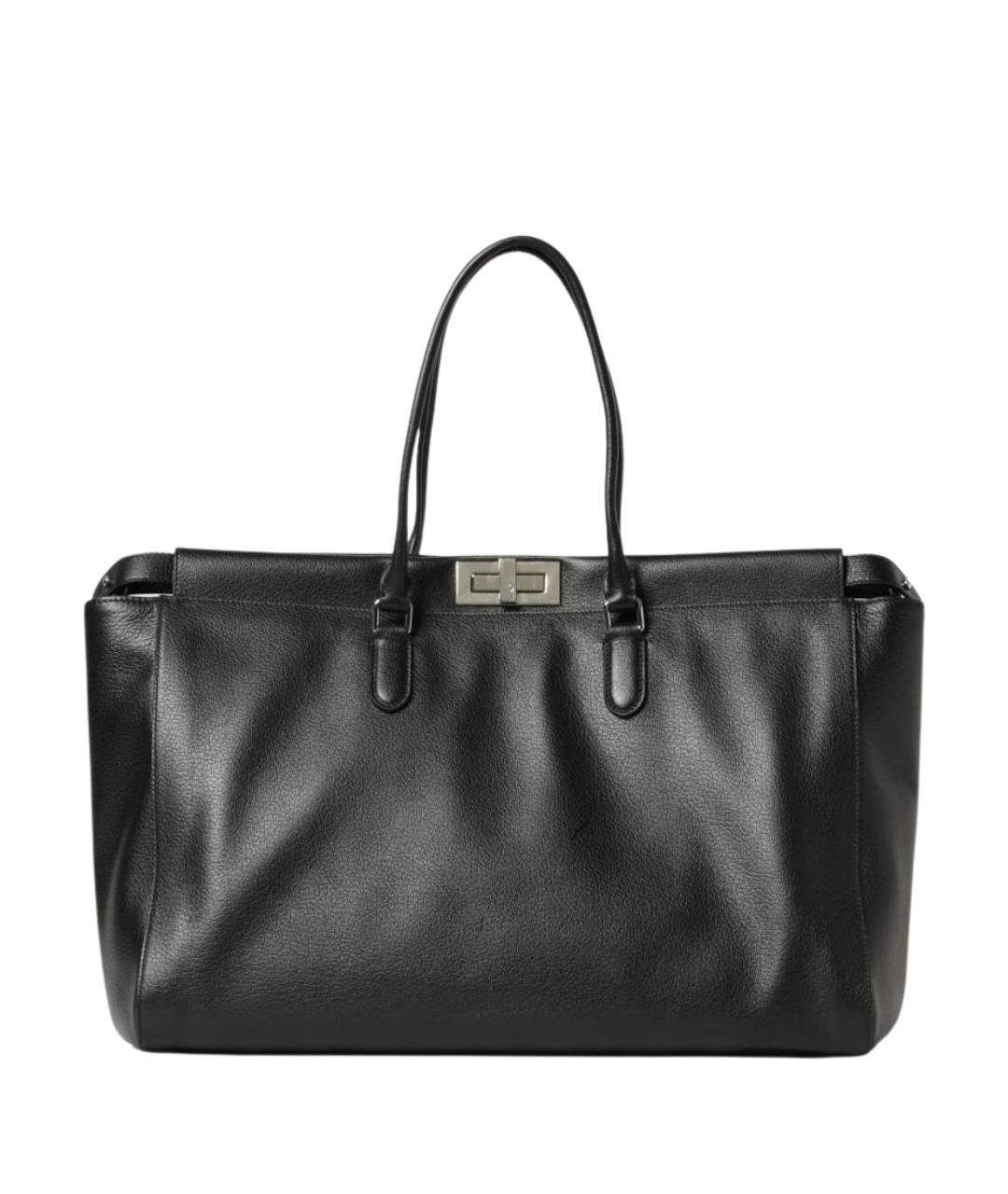 FENDI Черная кожаная сумка тоут, фото 1