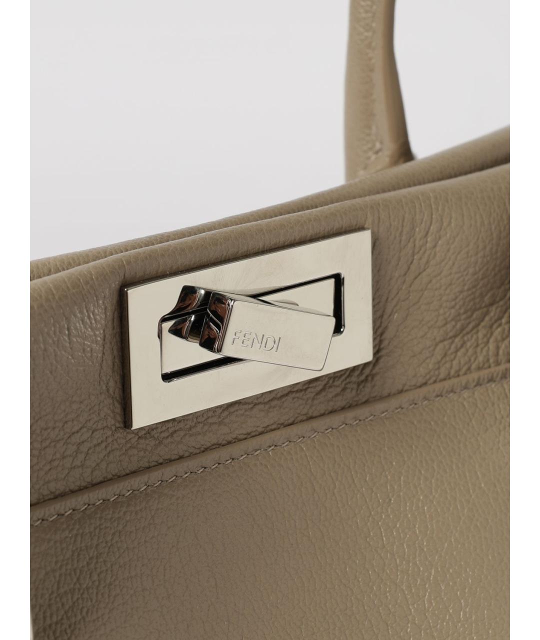 FENDI Бежевая кожаная сумка тоут, фото 4