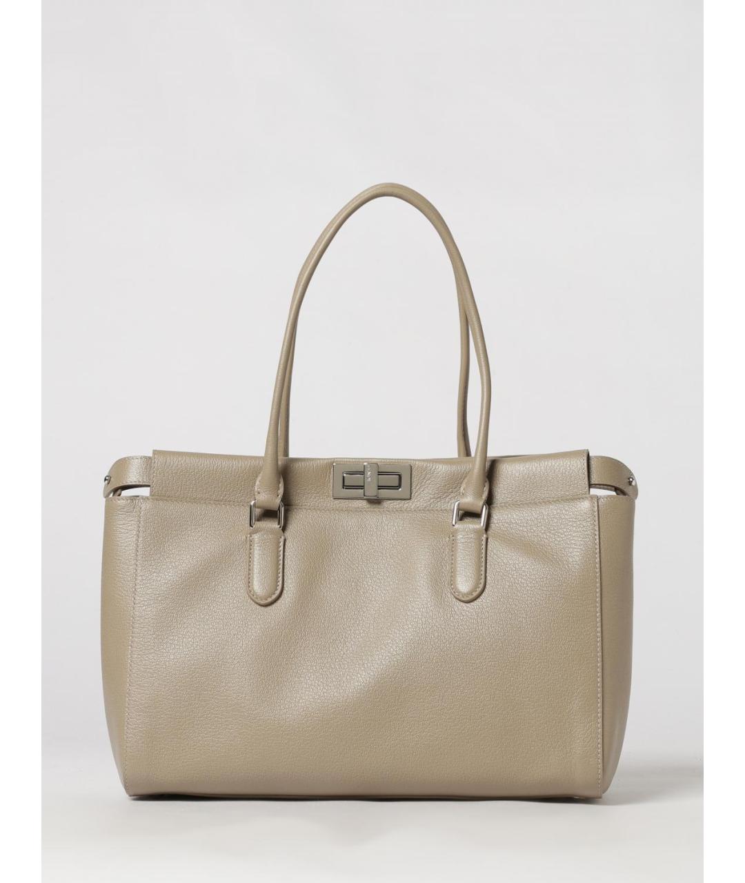 FENDI Бежевая кожаная сумка тоут, фото 6