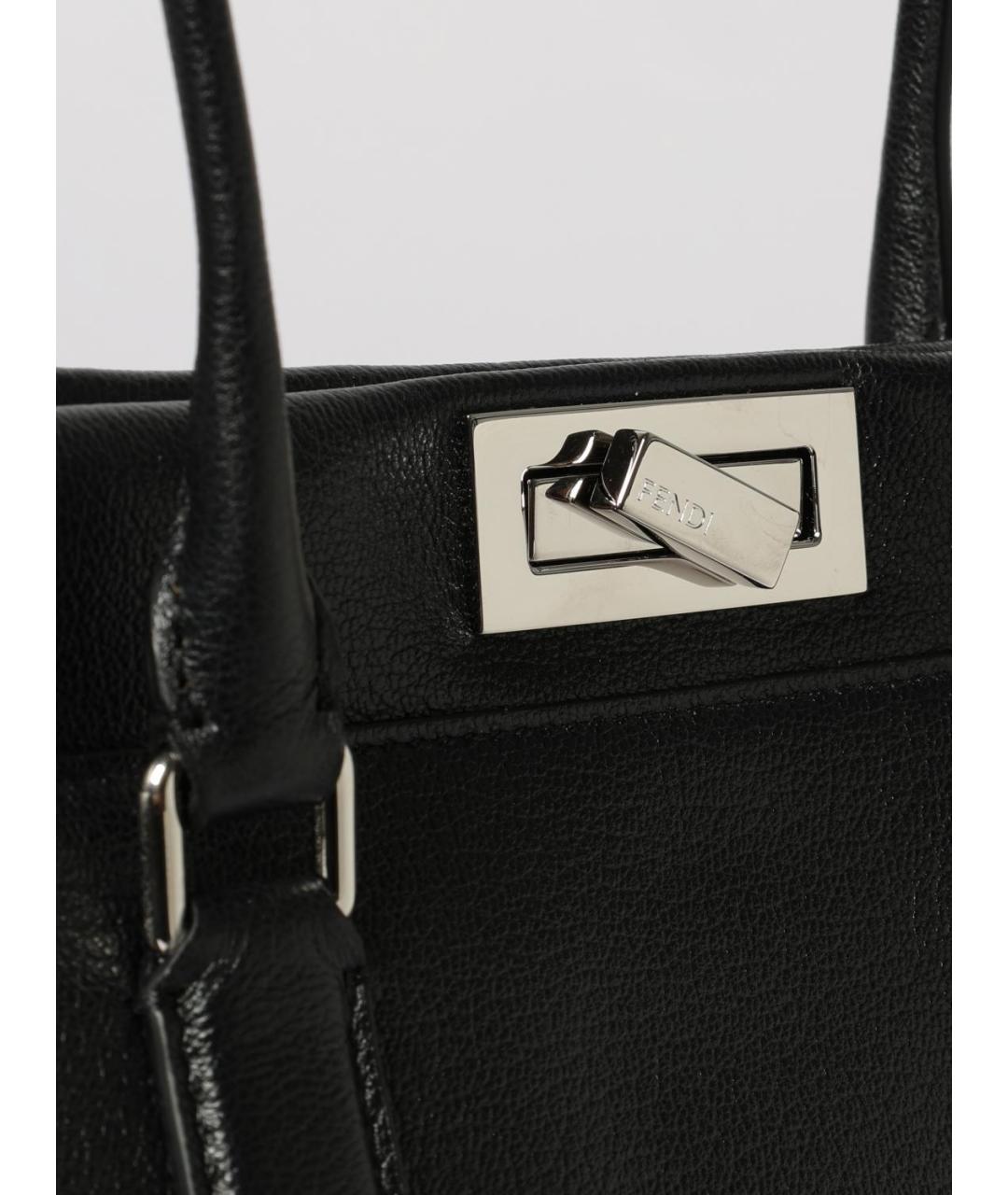 FENDI Черная кожаная сумка тоут, фото 4
