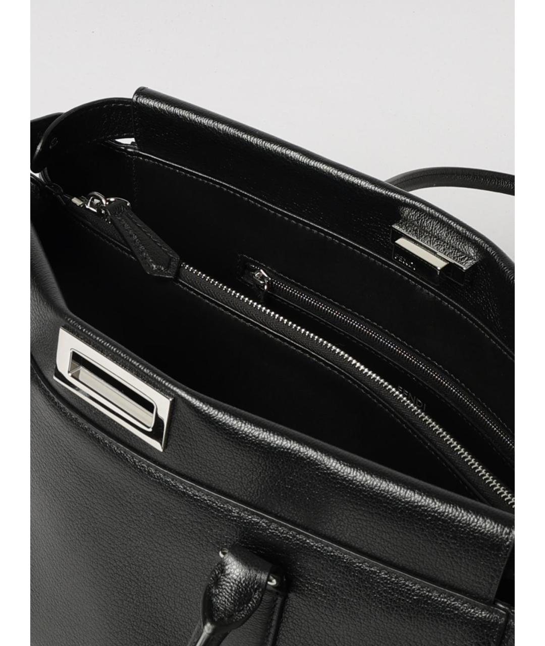 FENDI Черная кожаная сумка тоут, фото 5