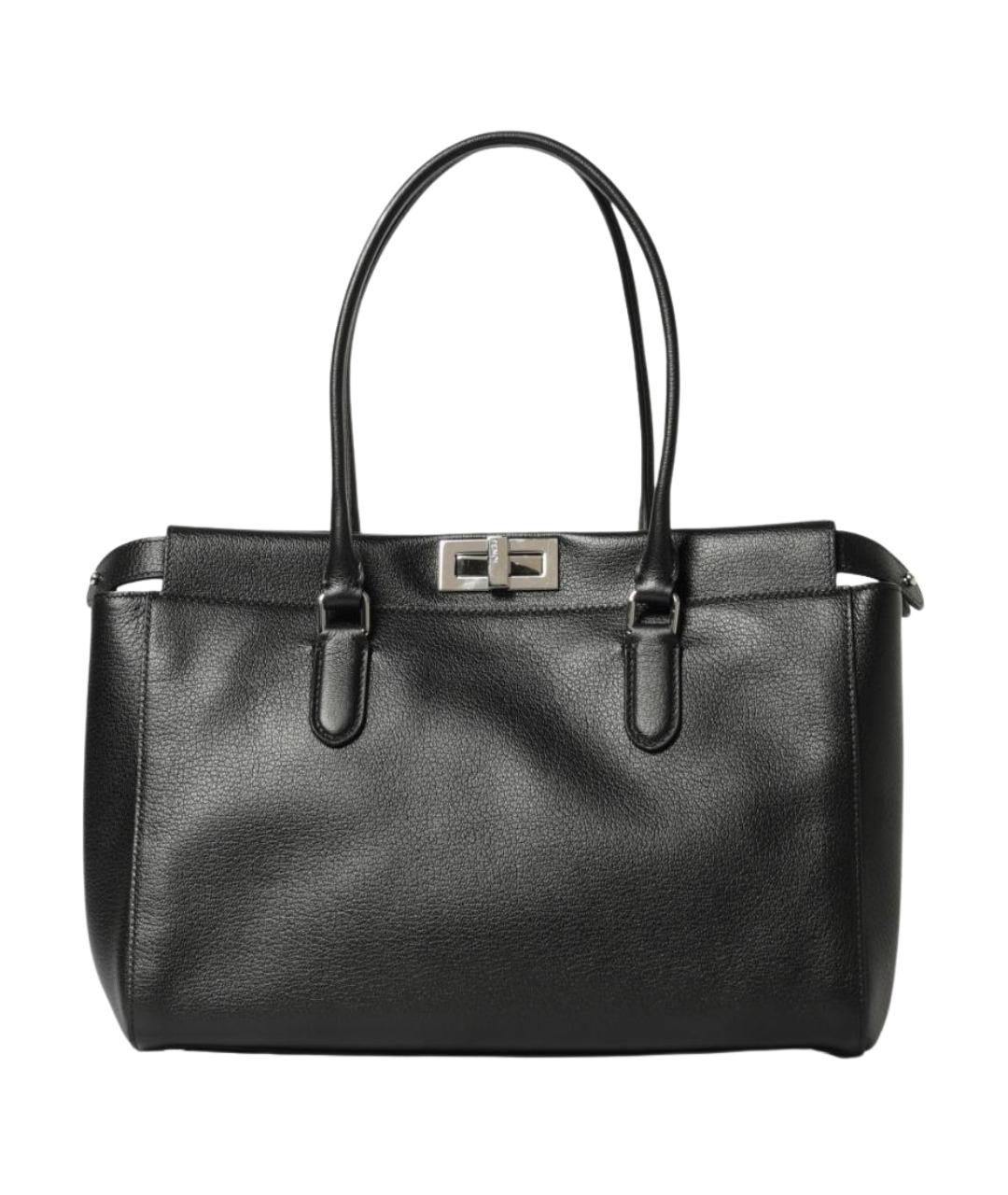 FENDI Черная кожаная сумка тоут, фото 1