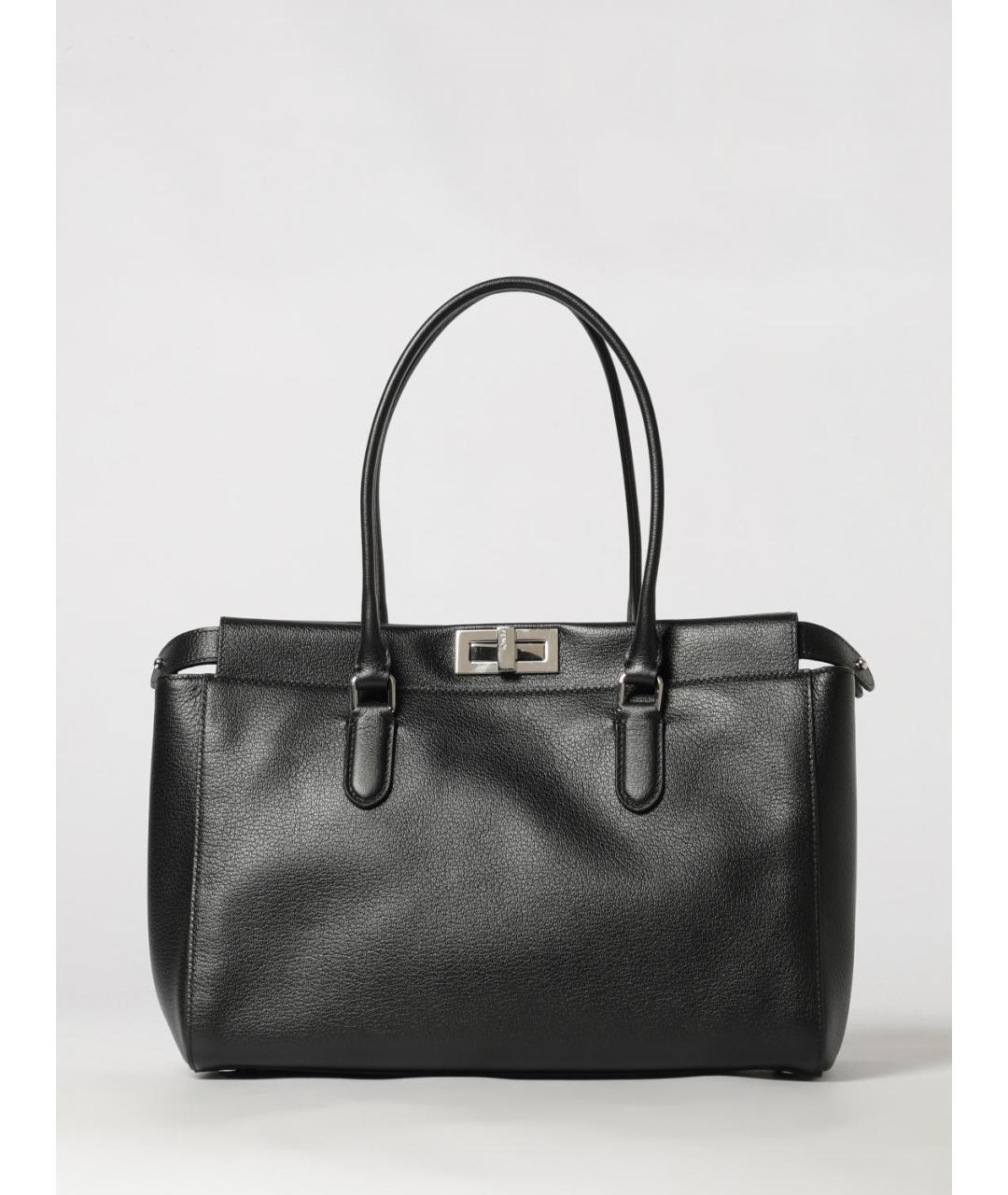 FENDI Черная кожаная сумка тоут, фото 6