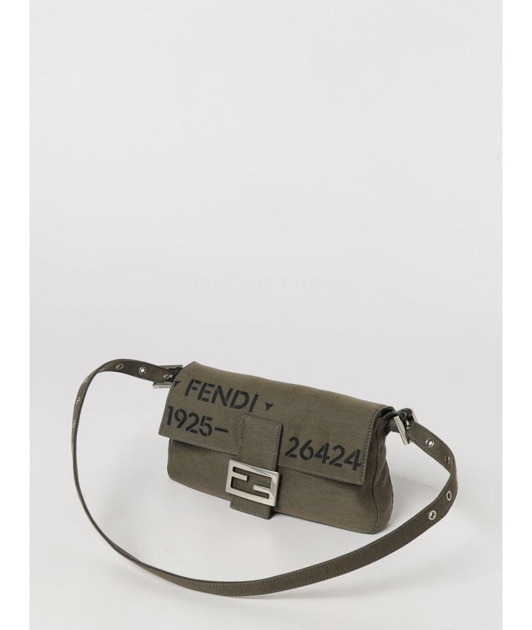 FENDI Хаки тканевая сумка через плечо, фото 4