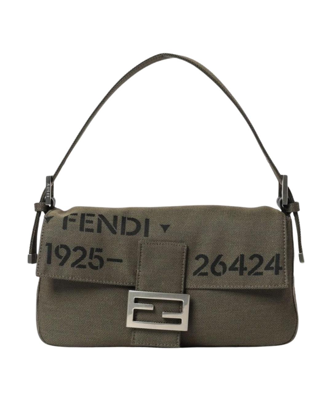 FENDI Хаки тканевая сумка через плечо, фото 1