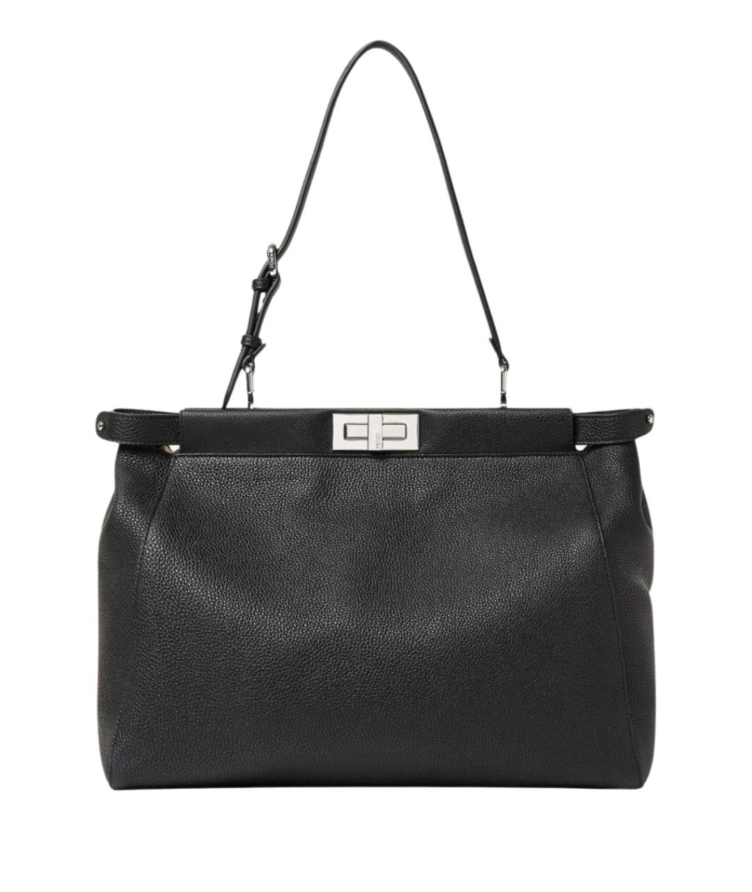 FENDI Черная кожаная сумка тоут, фото 1