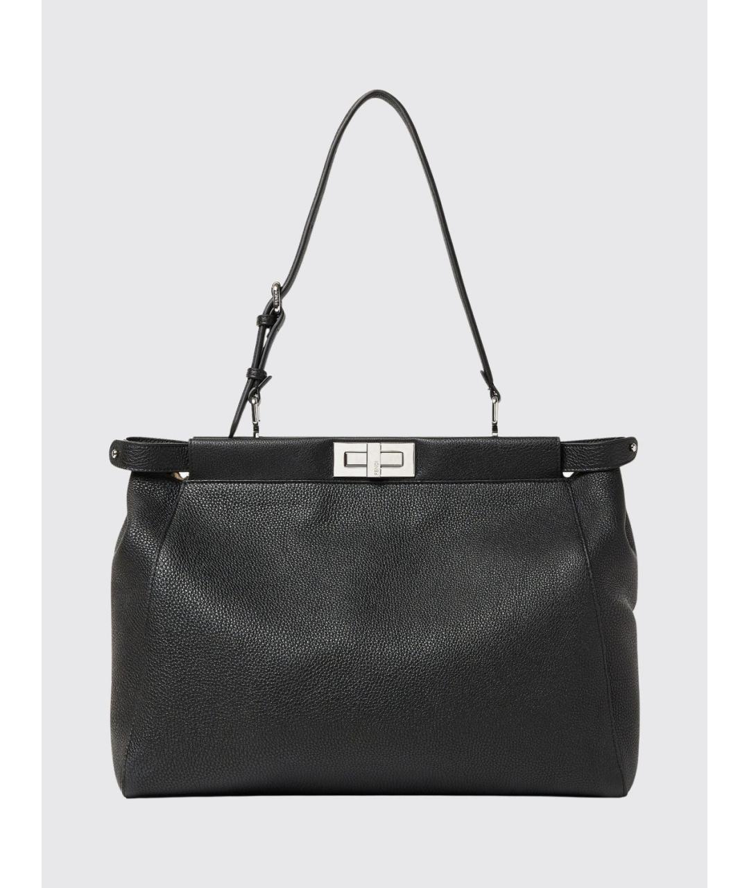 FENDI Черная кожаная сумка тоут, фото 6