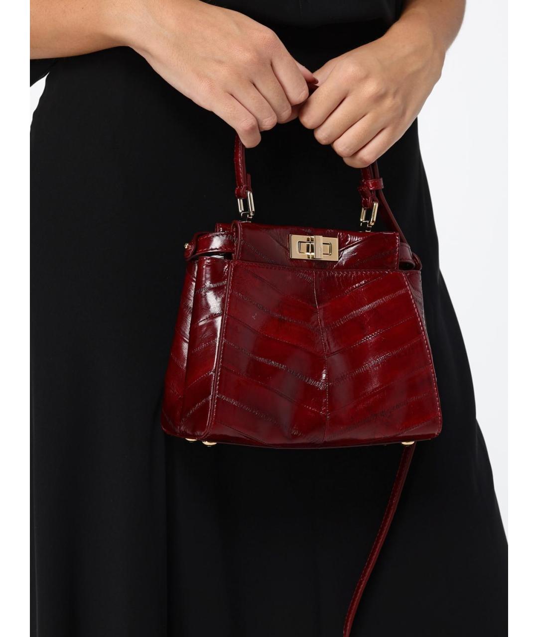 FENDI Бордовая сумка тоут из экзотической кожи, фото 2
