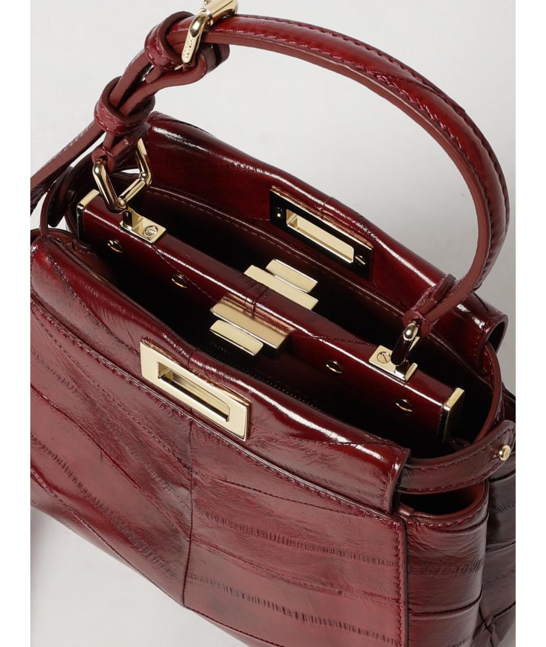 FENDI Бордовая сумка тоут из экзотической кожи, фото 5